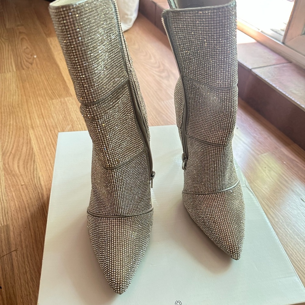 Steve Madden Silver Heeled Boots with Sparkle